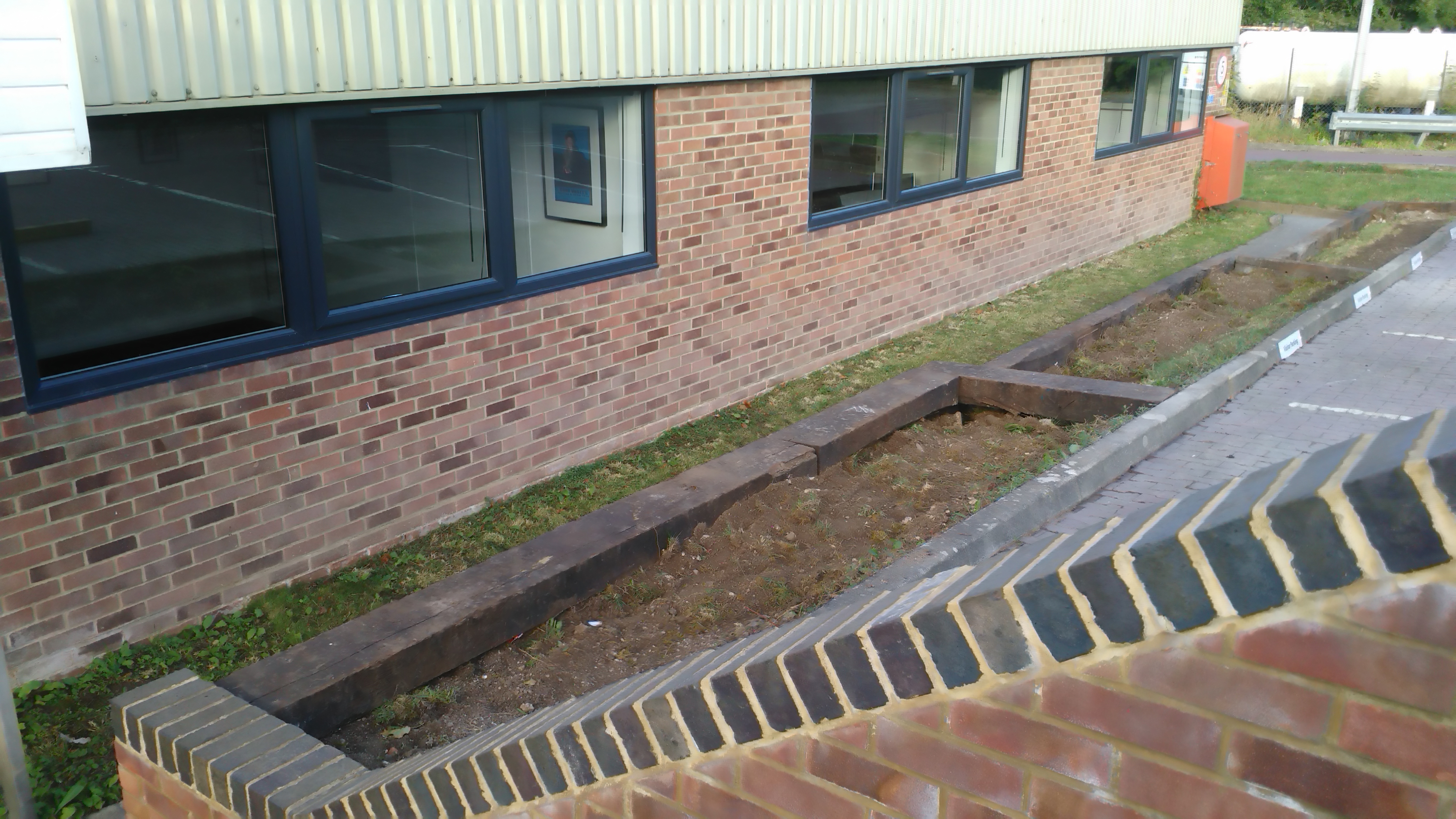 Curb Appeal raised beds after sleepers installed